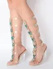 2018 nuovo arrivo estate stivaletti in PVC stivali con tacco trasparente sandali gladiatore stivaletti con diamanti tacchi alti stivali da festa cinque cinturini
