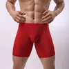 Uzun boksörler iç çamaşırı erkekler spor buz ipek kısa pantolon bodysuit u dışbükey tasarım şort erkek rahat spor boksör külot