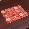 Rectangle Vintage Chinese Silk Placemat Bowl plate Dining Table Mat Fashion Simple Brocade Dinner Protective Pad 40x32cm 10pcs/lot