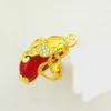 Anel de pedra vermelho Anel Animal estampado 18k ouro amarelo cheia de tamanho bonito tamanho livre