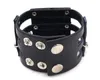 Punk hombres mujeres ancho cinturón de cuero genuino pulsera moda Rock Rose calavera brazalete pulsera negro