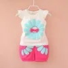 Heißer Verkauf süße Mädchen Baby Kinder Blumen Tops Shirt + Hosen Shorts 2 teile/satz Sommer Outfits Kleidung hohe Qualität