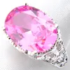 Luckyshine 925 Посеребренная кольца Овальный Розовый Кунсайт Женщины Свадебные ювелирные изделия Кольца России Американская Праздничная Сторона