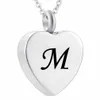 Kremacja Biżuteria Ash Biżuteria Serce Naszyjnik ze stali nierdzewnej 26 Initial Letter Stemplowane Charms Moda Keepsake Memorial Wisiorek