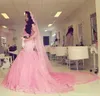 Vestidos de casamento de sereia de renda cor-de-rosa 2018 mangas tampão de verão mangas nupciais vestidos de panela feitos sob encomenda trens africano casamento vestidos frete grátis