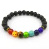 1 pcs Fashion Style 7 Chakra Healing Beaded Bracelets Natural Lava Stone Diffuser Bracelet Jewelry