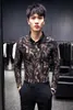 2018 moda coreana autunno nuova tendenza uomo sottile camicia a maniche lunghe floreale Yalong nightclub abbigliamento giovanile