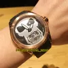 Ny 46mm Bubble Skull Head Automatic Tourbillon Guld / Black Dial Mens Watch Rose Gold Case Gummi Rem Högkvalitativa Klockor