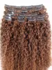 Clip de trame de cheveux bouclés humains brésiliens dans les extensions Brown 30 # Couleur 9pcs / Bundles Kinky Curl Product