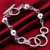 Free ship ! Ring bolt ornament 925 silver bracelet JSPB351 girl women sterling silver plated Charm Bracelets