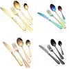 New Stainless steel Gold Flatware Sets Spoon Fork Knife Tea Spoon Dinnerware Set Kitchen Bar Utensil 4 Style Sets WX9-377