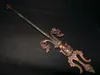 Chiny Tybet Tybetański Buddhism Bronze Headed Khatvanga Ritual Wand Scepter