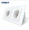 Livolo EU Standard Wall Power Socket, 4colorsCrystal Glass Panel, Manufacturer of 16A Wall Outlet, VL-C7C2EU-11/12/13/15