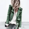 European fashion solid color casual long-sleeved button deerskin jacket jacket pink khaki green blue support mixed batch