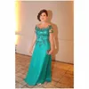 Düğün için Gelin Elbiseler annesi Yeşil Scoop Dantel Kristal Plise Artı Boyutu Damat Düğün Konuk Elbise Abiye giyim Giymek