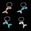 Fashion Drusy Druzy Key Rings Mermaid Scale fishtail keychain Fish Scale Shimmery Key Chain For Women Lady Jewelry