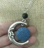 Mode cercle pierre de lave lune collier roche volcanique aromathérapie huile essentielle diffuseur collier pour femmes bijoux