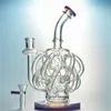 Großhandel DHL-freie Bongs Glas 12 Recycler-Röhrenbongs Bunte Wasserpfeifen Vortex Recycler Dab Rigs Super Cyclone Bong-Rohr mit Schüssel XL137