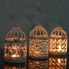 Vit 3 Typer Metal Hollow Candle Holder Tealight Candlestick Hängande Lantern Bird Cage Home Decoration Lanterns