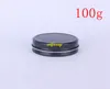 50 stks / partij 100g Black Aluminium Crème Jar Pot Nail Art Make Lip Gloss 100ml Lege Doos Cosmetische Metalen Tin Containers