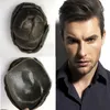 Full Pu Mens Toupee Super Thin Skin Toupee para hombres Sistema de reemplazo Ninguno Lace Hairpiece 8x10 Marrón Cabello humano Hombres Pelucas