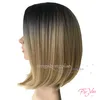 Feng zhong piao ombre blond peruk mörka rötter syntetiska bob peruker för svarta kvinnor naturligt billigt hår peruk kvinnlig hår 5351733