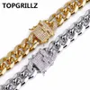 TOPGRILLZ Bracciale a catena cubana placcato color oro 12mm con 1ct Lab Bracciale Hip Hop cinturino a zirconi cubico da 7 "8"