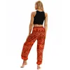 Moda Laranja Barriga Dance Calças Longo Floral Solto Grande Tamanho Mulher Dança Wear Cigana Tribal Harem Pant Yoga Calças Sexy Traje Elástico