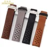 Äkta läderarmband 22mm Watchband Watch Strap For Wrist Watches Brown Gray Watch Band Accessories Fold Buckle2889