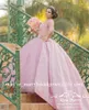 Robe de bal Vintage rose 16 mascarade Quinceanera robe de bal vintage en dentelle à manches longues en 3D robes de mariée florales de 15 ans