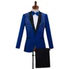 Blue Red White Black slim Men's Suits Shining Rhinestones suit Adult performance clothes Chorus Bar Singer Host Wedding Master Stage Costume