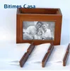 Bitimes marco de fotos de madera antiguo Vintage 4 '* 6' con álbum de fotos 15*10 CM combinación de marco de fotos y álbum decoración del hogar