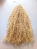 Brasiliansk mänsklig Virgin Remy Dark Blonde Hår Kinky Curly Haft Weft Soft Double Drawn Hair Extensions Obehandlade