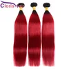 Högkvalitativ färgad 1B rött mänskligt hårförlängningar silkeslen rak malaysiska jungfrua ombre väver billig två ton röda ombre buntar de6801954