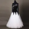 Vêtements de scène robes de danse modernes pour dame noir blanc couleur dentelle jupe vêtements femme valse/tango/salle de bal robe mode DQ11023