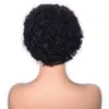 Perruque avant en dentelle indienne 8 pouces 130% Remy Cheveux pré-cueillis courts bouclés à cheveux humains Coiffes Naturel Hirline