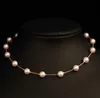 Vintage Pearl Necklace Rose Gold Plated Link Chain Necklace Fashion Women Choker Necklace for Bride Wedding Party Jewelry