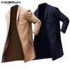 أنيقة الأنيقة الكلاسيكية السترات للرجال المعاطف الطويلة الخنادق النحيف Fit Outwear Hombre Fashion Winter Men Clothes Over