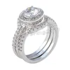 Choucong Vintage Sieraden Diamond 10kt Wit Goud Gevuld 3-in-1 Engagement Trouwring Set SZ 5-11 Gift