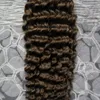 # 6 Brown medio marrone Afro kinky nastro riccio di estensioni dei capelli 100g 40pcs / set mongoliano Kinky riccio trama pelle capelli umani macchina per capelli umani realizzati remy