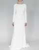 Mermaid Long Sleeves Modest Wedding Dresses With Sleeves Boat Neck Full Sleeves Simple Informal LDS Temple Bridal Gowns 2020 Custom Made