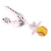 Bijoux de sport préférés des Fans, goutte 1 2 1 3 pouces, cristal I Love Softball, pendentif 2D, chaîne de blé, griffe de homard 165I