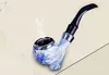 New resin pipe, Imitation Ceramic blue and white porcelain pipe, creative high heel bent man.