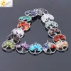 CSJA Tree of Life Pendant hela naturliga chakra Gemstone pärlor chips silver charms för halsband choker örhänge armband smycken6258079