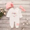 Mikrdoo Todler Bebê Recém-nascido Meninas Bonitinha Irmã Letras Romper Roupas Floral Imprimir Manga Longa Macacão com chapéu Headband Outfit