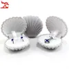 Hela 10st Shell Form Velvet Engagement Wedding Party Ring Case Cute Earrings Halsband Pendant Smycken Display Storage Organ265T