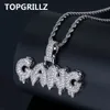 TOPGRILLZ Buzlu Out Kübik Zirkon Bling Kabarcık Mektuplar GANG Kolye Kolye Erkekler Kadınlar Hip Hop Altın Gümüş Renk CZ Kolye Hediyeler