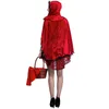 Fantaisies Adulte Femmes Carnaval Halloween Costume De Fête Conte De Fées Petit Chaperon Rouge Cosplay Robe Avec Capuche Cape Taille S-XL