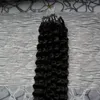 ホットバージンモンゴルの深い巻き毛100Sは天然髪16 "18" 20 "22" 24 "マイクロリンクヘアエクステンションヒト100gマイクロビーズの延長