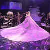 Lindo Lebanes princesa vestidos de casamento Sexy Alças de manga curta Beads Lace Bola de Vestido de Noiva Vestido 3D Pétala Applique Vestidos de noiva